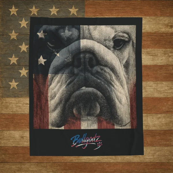 English Bulldog Blanket – Patriotic Bulldog Flag Fleece (50×60)