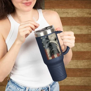 English Bulldog Cup – 40oz Patriotic Bulldog Insulated Tumbler with Handle
