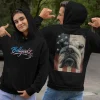 English Bulldog Hoodie – Two-Sided Patriotic American Flag Bulldog Graphic
