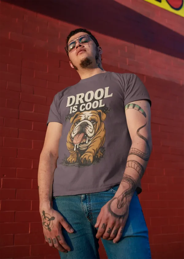English Bulldog Shirt – “Drool Is Cool” Funny Bulldog Tee