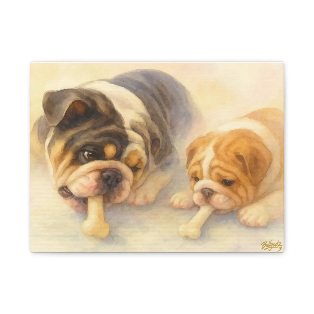 English Bulldog Wall Art – Cute Bulldog Canvas Print for Warm, Cozy Home Décor