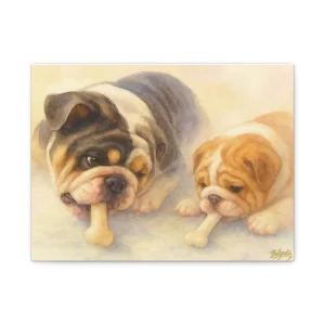 English Bulldog Wall Art – Cute Bulldog Canvas Print for Warm, Cozy Home Décor