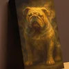 English Bulldog Wall Art – Gold Smoky Bulldog Vertical Canvas Portrait