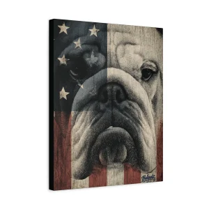 English Bulldog Wall Art – Patriotic Bulldog Flag Canvas