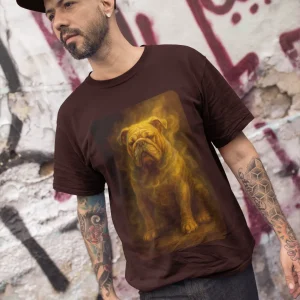 Men’s Bulldog Shirt – Gold Smoke Bulldog Graphic Streetwear Tee