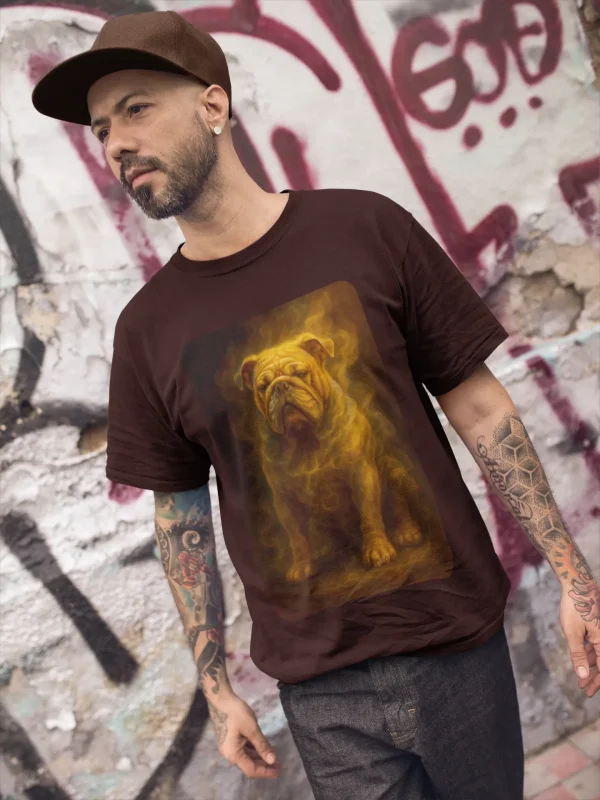 Men’s Bulldog Shirt – Gold Smoke Bulldog Graphic Streetwear Tee