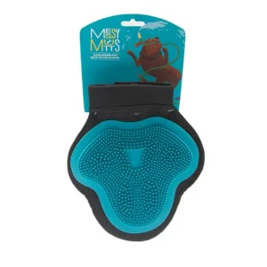 Messy Mutts Silicone grooming glove used for Bulldog grooming