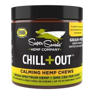 Super Snouts Chill Out Broad Spectrum Calming Chews 30ct- bulldog calming supplement –