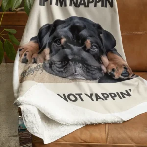 English Bulldog Blanket – If I’m Nappin’, I’m Not Yappin (Sherpa Blanket)