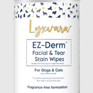 Lyxvara EZ-Derm Facial & Tear Stain Wipes for Dogs – Fragrance Free | 70 Count